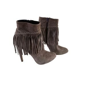 Charles David taupe suede Fringe bootie. Size 8